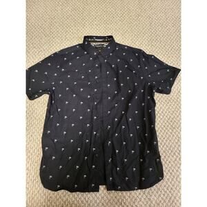 Denim And Flowers Mens Palm Tree Short Sleeve Burton Down Shirt Size XLARGE